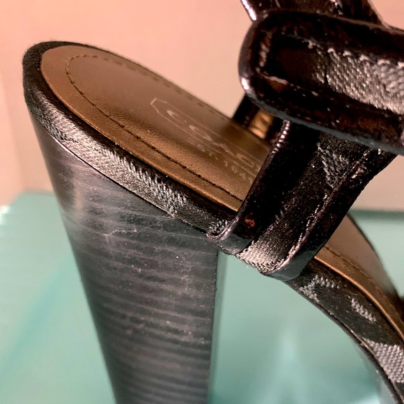 COACH BLACK MONOGRAM PLATFORM HEELS - Picture 11 of 16